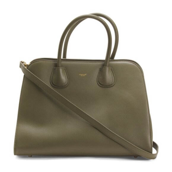 MONCRIEF LONDON Handbags - MONCRIEF LONDON Olive Leather Large Bowling Bag